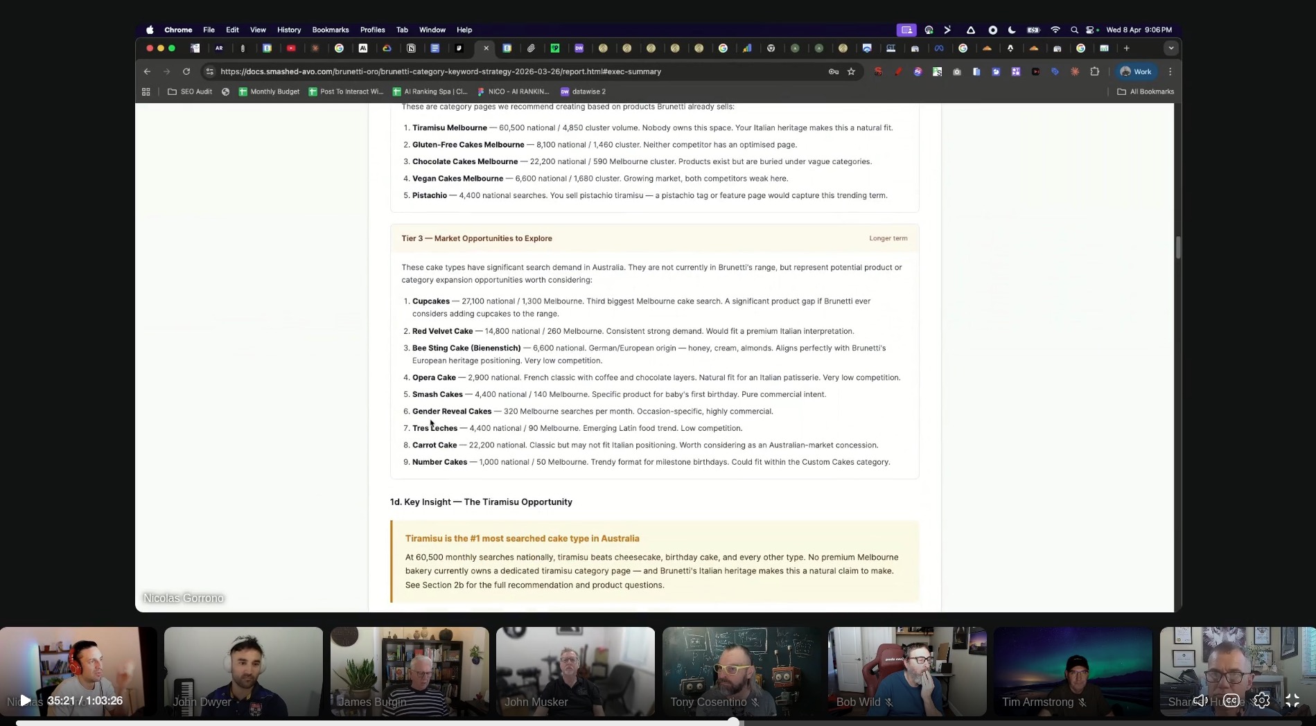 A live AI Ranking community Q&A session in progress, with members on video and a real SEO site audit on screen